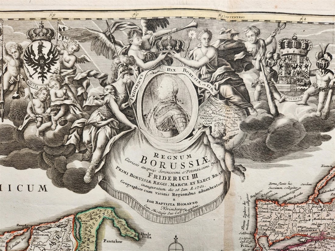 1716 GERMANY PRUSSIA POLAND LITHUANIA antique MAP by HOMANN HEIRS -BORUSSIA - 2