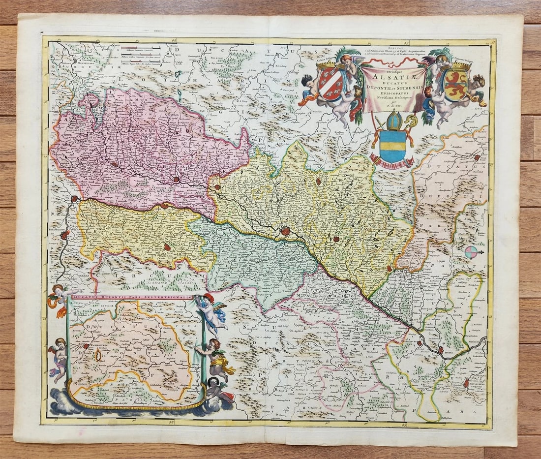 1690 ALSACE FRANCE antique MAP by Frederick de Wit 17th CENTURY ALSATIAE ducatus (1 of 6)
