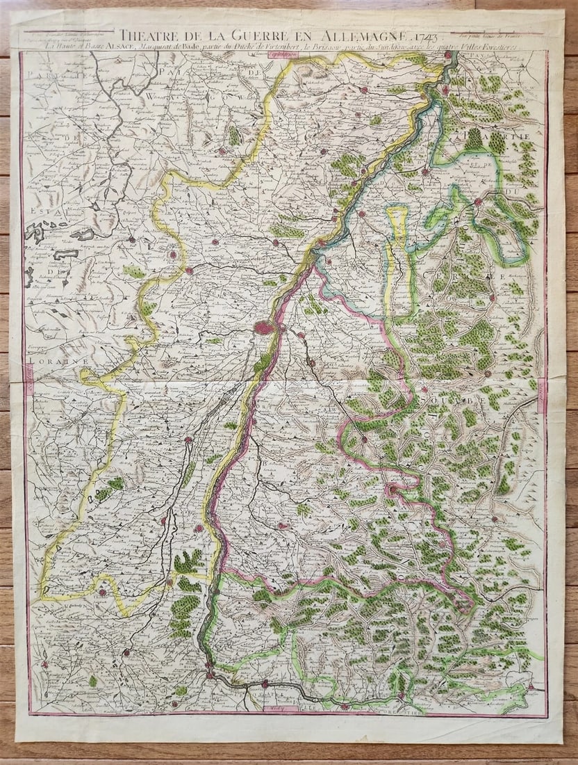 1743 FRENCH MILITARY antique MAP antique THEATRE la GUERRE en ALLEMAGNE FRANCE (1 of 9)