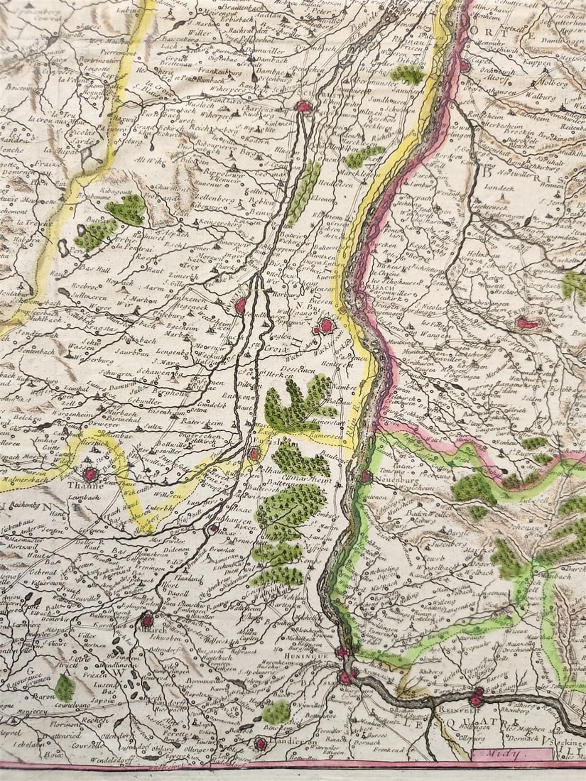 1743 FRENCH MILITARY antique MAP antique THEATRE la GUERRE en ALLEMAGNE FRANCE - 5