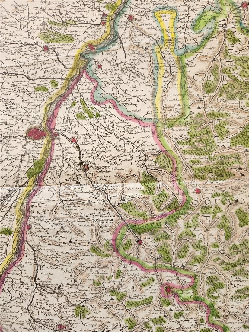 1743 FRENCH MILITARY antique MAP antique THEATRE la GUERRE en ALLEMAGNE FRANCE - 6
