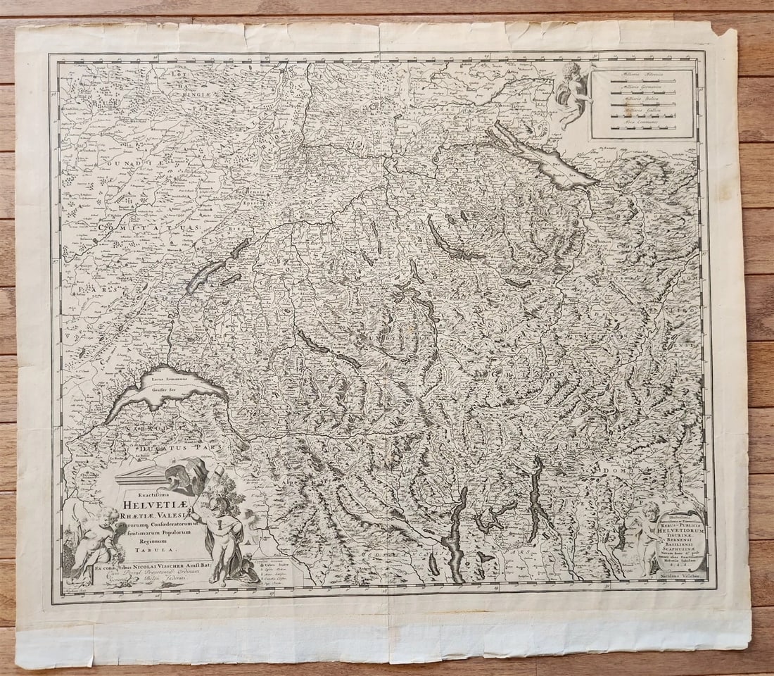 1684 SWITZERLAND antique MAP HELVETIAE RHAETIAE VALESIAE (1 of 8)