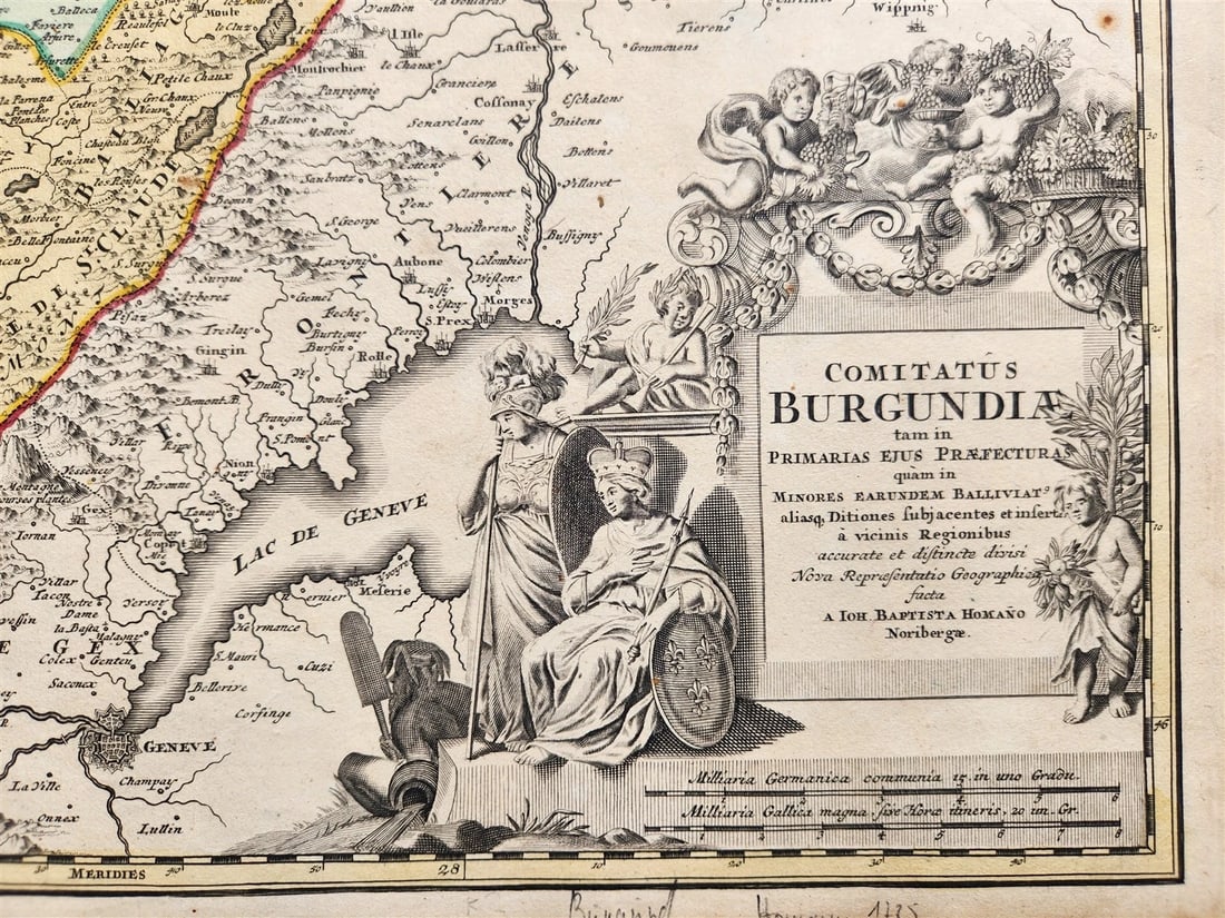 1725 BURGUNDY FRANCE antique MAP by Homann Comitatus BURGUNDIAE - 2