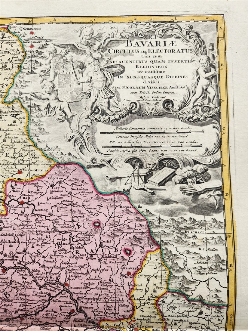 1700s GERMANY & AUSTRIA BAVARIA antique Nicolaum Visscher MAP by PETER SHENK - 2