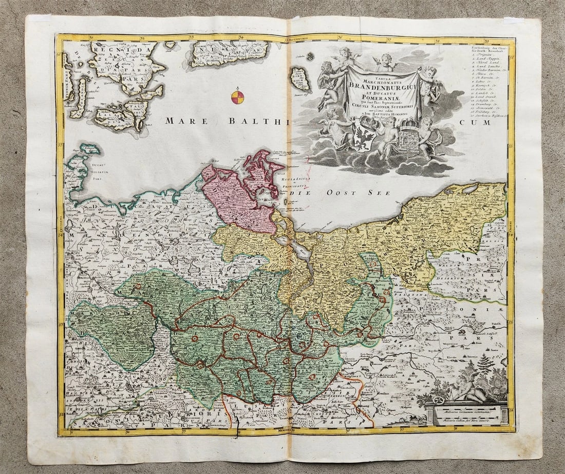 1720s GERMANY antique MAP BRANDENBURG POMERANIA Frankfurt Berlin Denmark Poland (1 of 6)