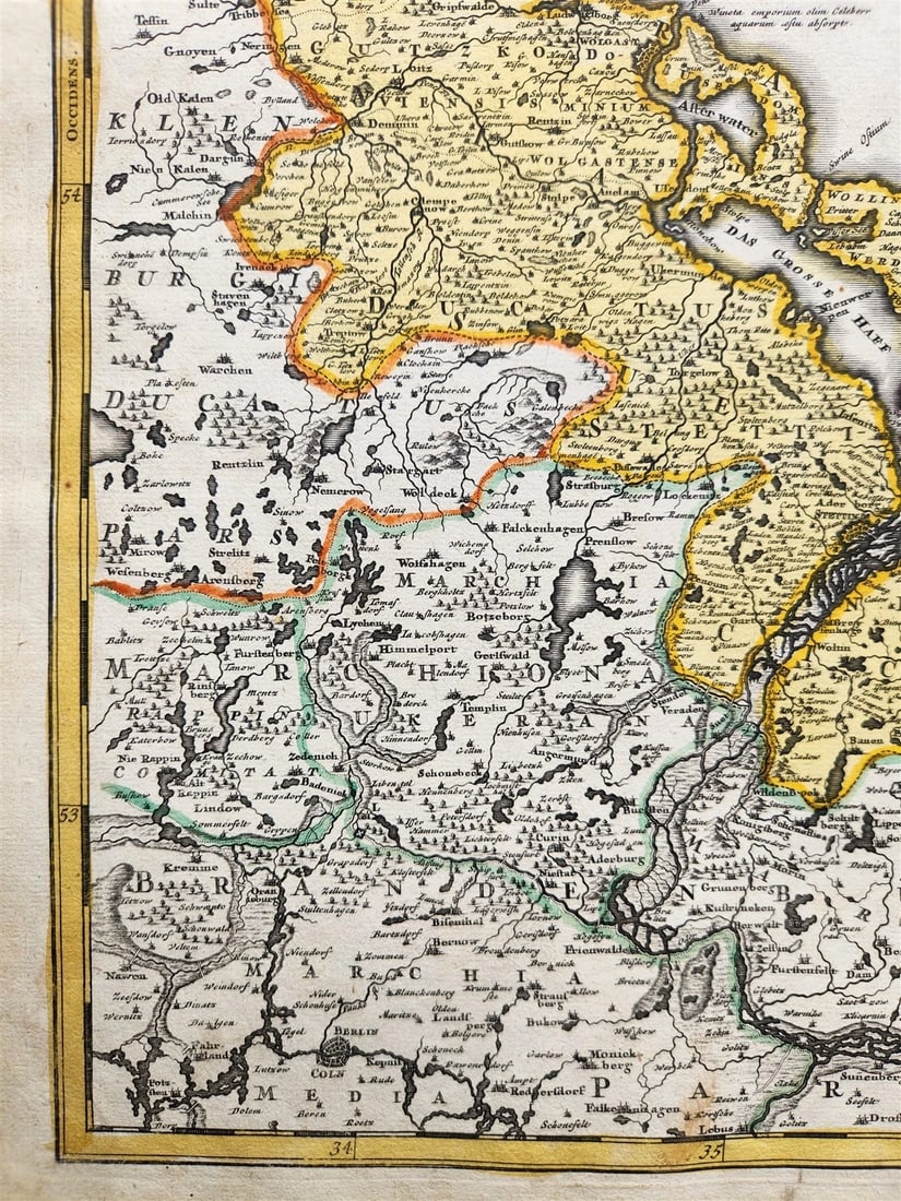 1720s GERMANY & POLAND antique MAP POMERANIA SUECIAE et BORUSSIA by HOMANN - 4