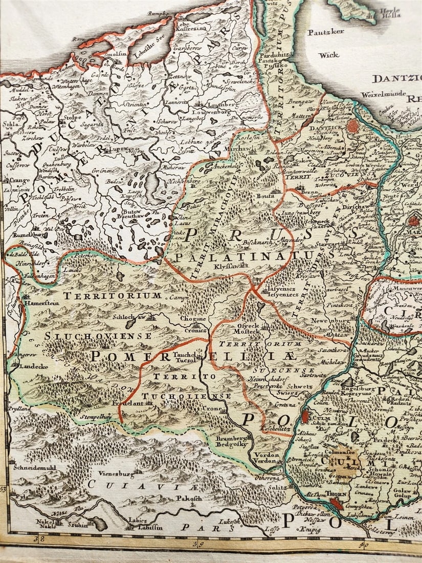 1716 GERMANY PRUSSIA POLAND LITHUANIA antique MAP by HOMANN HEIRS -BORUSSIA - 5