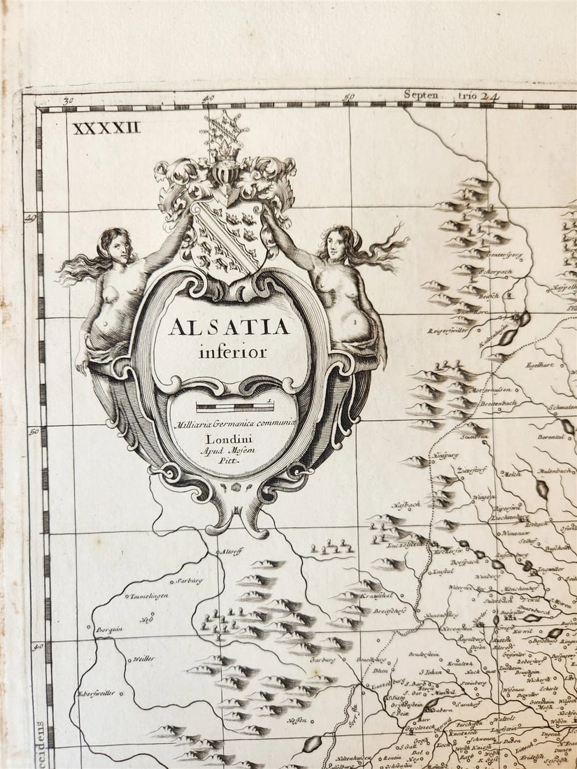 1680s ALSACE FRANCE antique MAP ALSATIA INFERIOR by Moses Pitt - 2