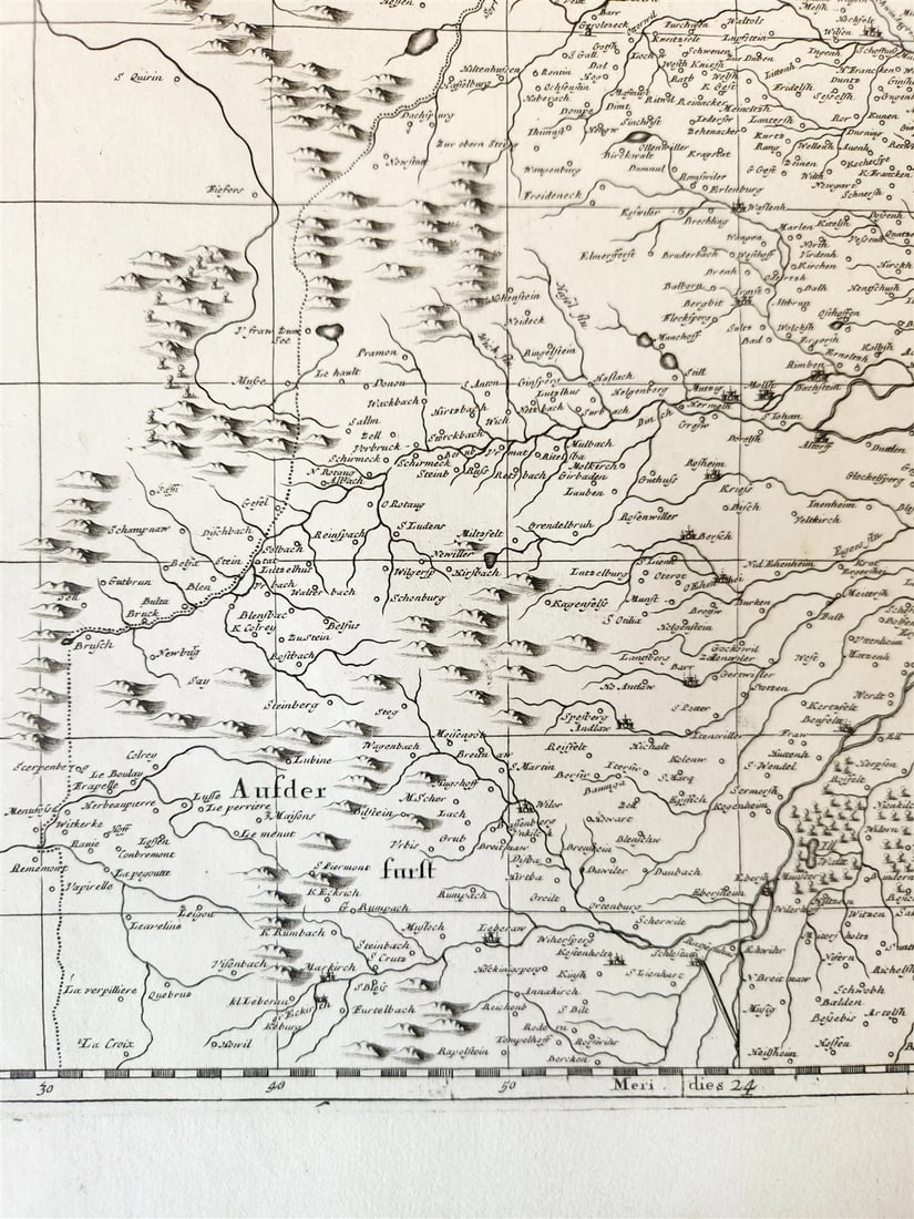 1680s ALSACE FRANCE antique MAP ALSATIA INFERIOR by Moses Pitt - 3