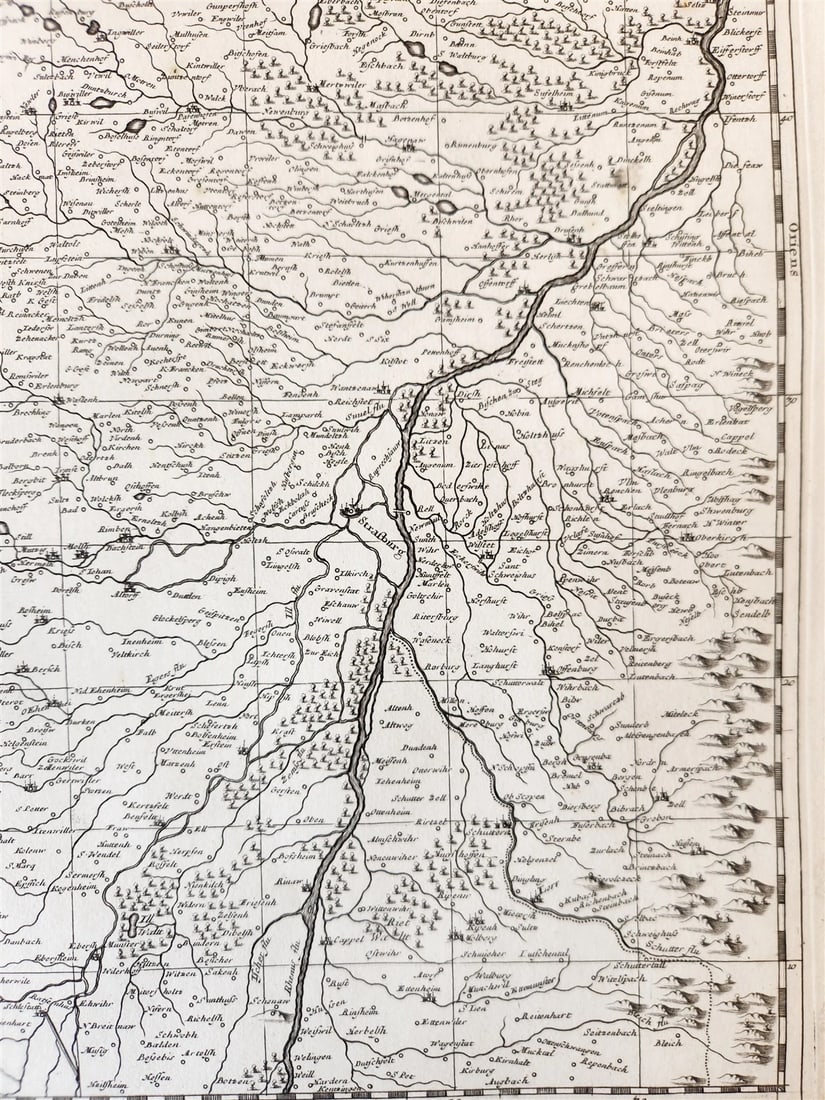 1680s ALSACE FRANCE antique MAP ALSATIA INFERIOR by Moses Pitt - 4