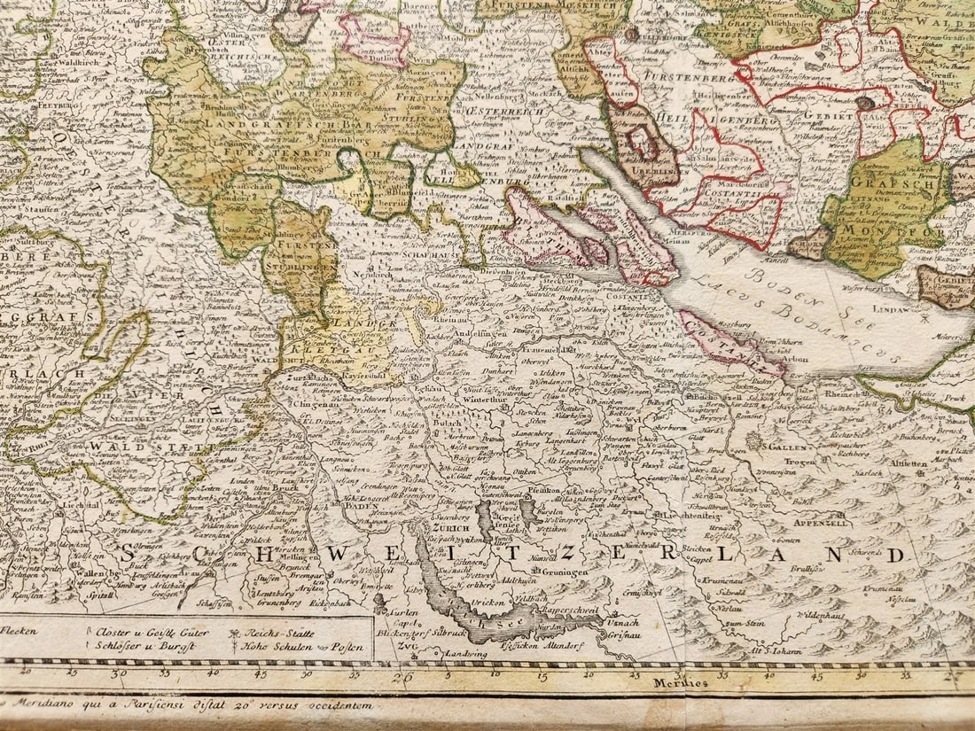 1720s GERMANY SWABIA antique MAP CIRCULI SVEVIAE by JOHANN HOMANN AUTHENTIC - 4