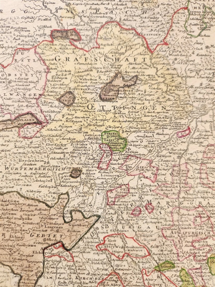 1720s GERMANY SWABIA antique MAP CIRCULI SVEVIAE by JOHANN HOMANN AUTHENTIC - 5