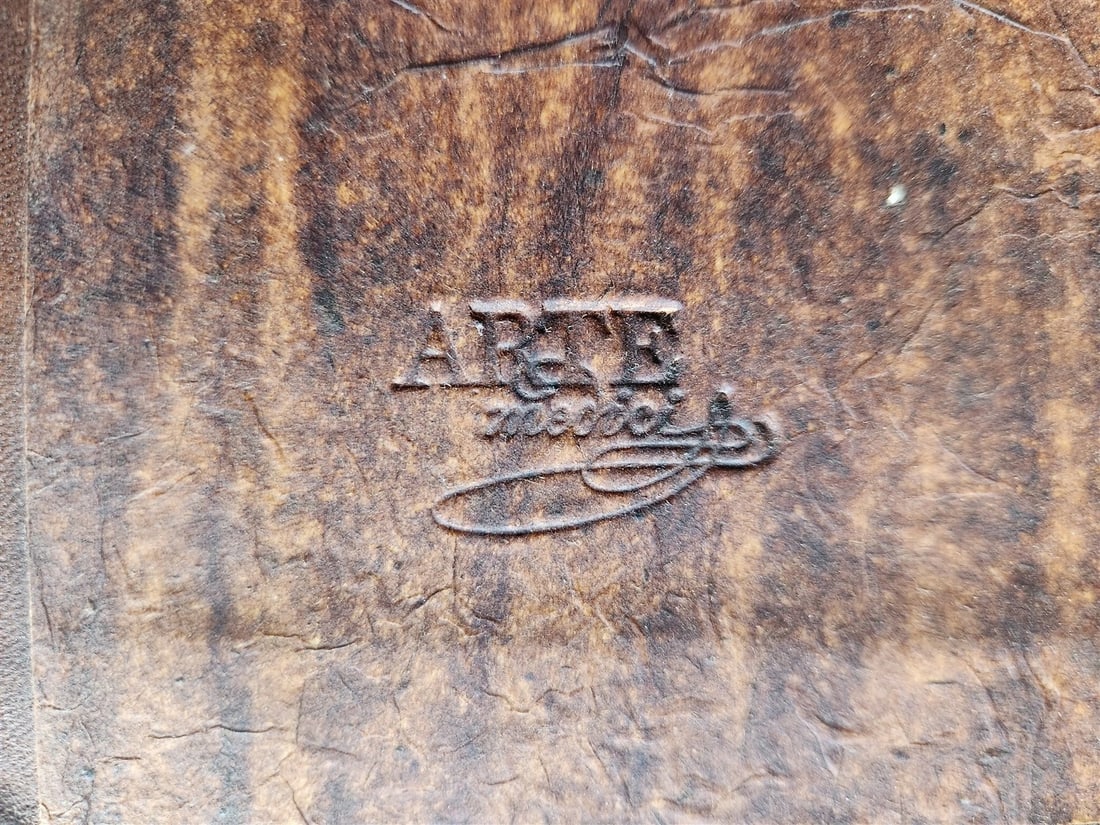 BOOK SHAPED CONTAINER vintage BOX LEATHER OVER WOOD - 4