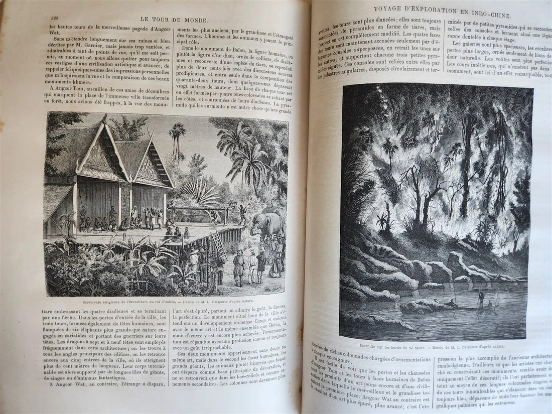 1871 HISTORY of VOYAGES TOUR DE MONDE ILLUSTRATED antique INDO-CHINA & INDIA - 10