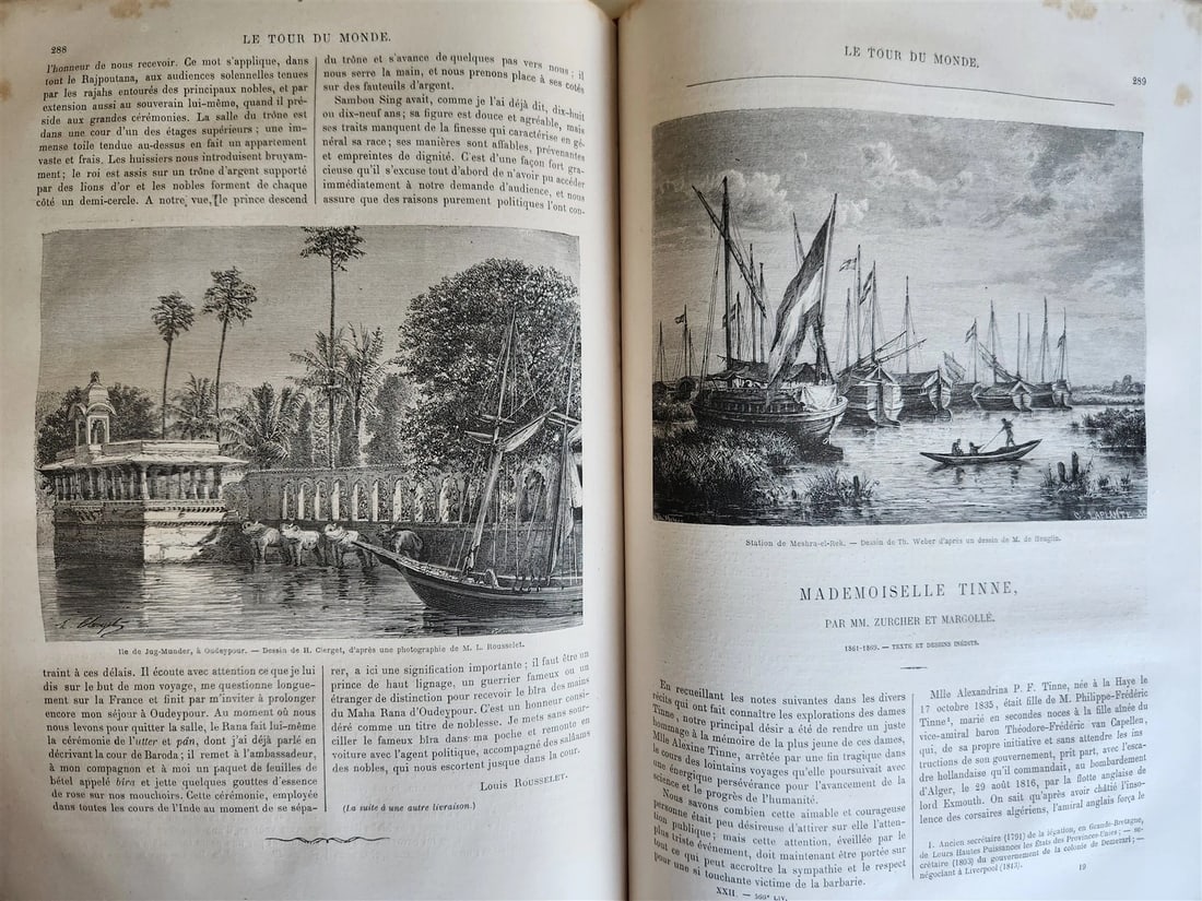 1871 HISTORY of VOYAGES TOUR DE MONDE ILLUSTRATED antique INDO-CHINA & INDIA - 16