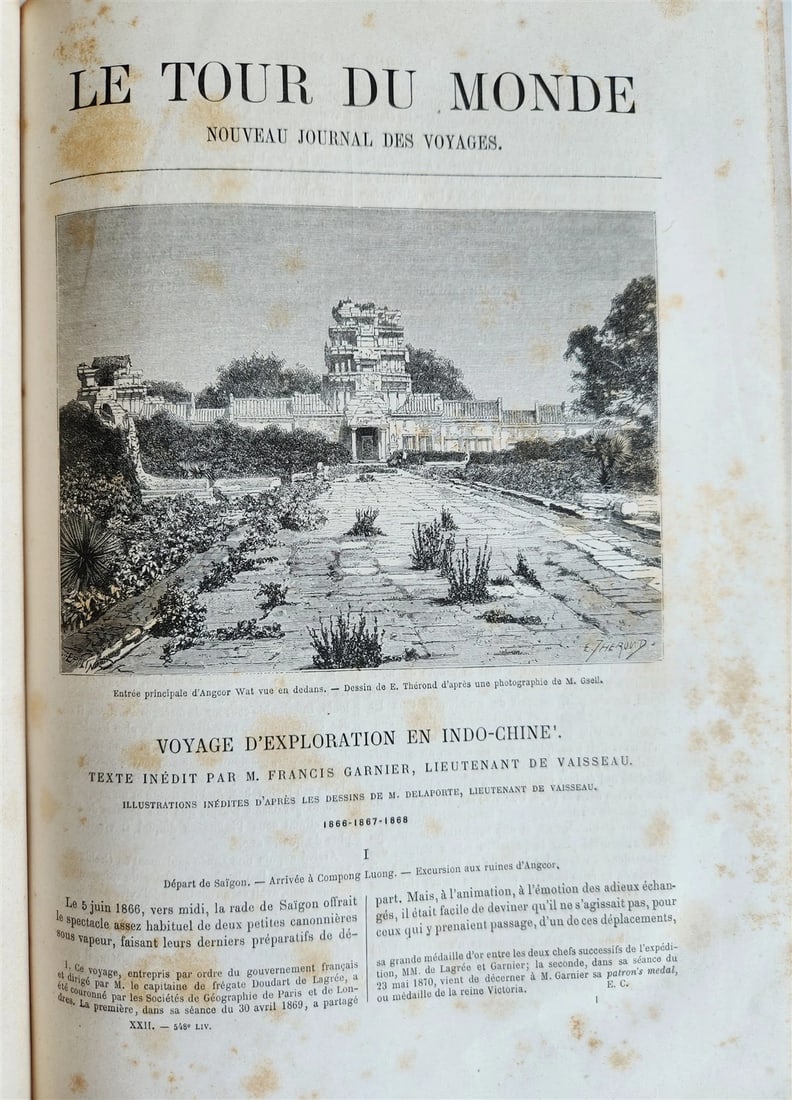 1871 HISTORY of VOYAGES TOUR DE MONDE ILLUSTRATED antique INDO-CHINA & INDIA - 4