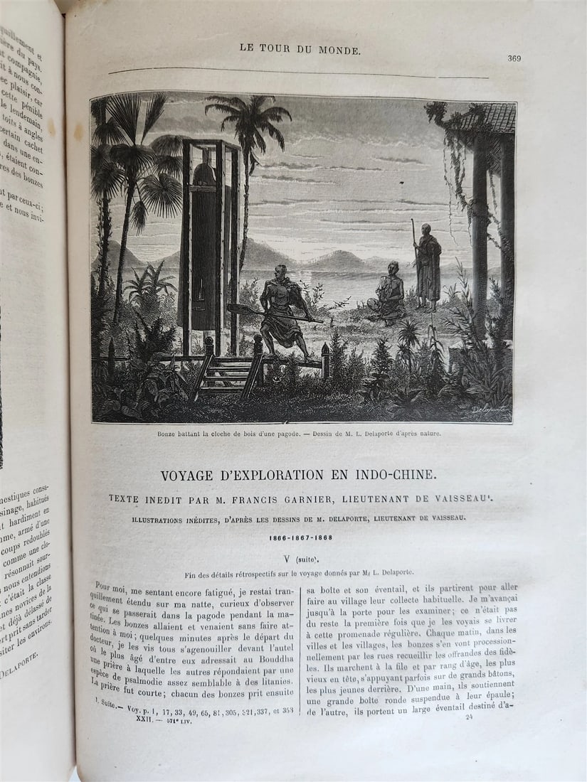 1871 HISTORY of VOYAGES TOUR DE MONDE ILLUSTRATED antique INDO-CHINA & INDIA - 6