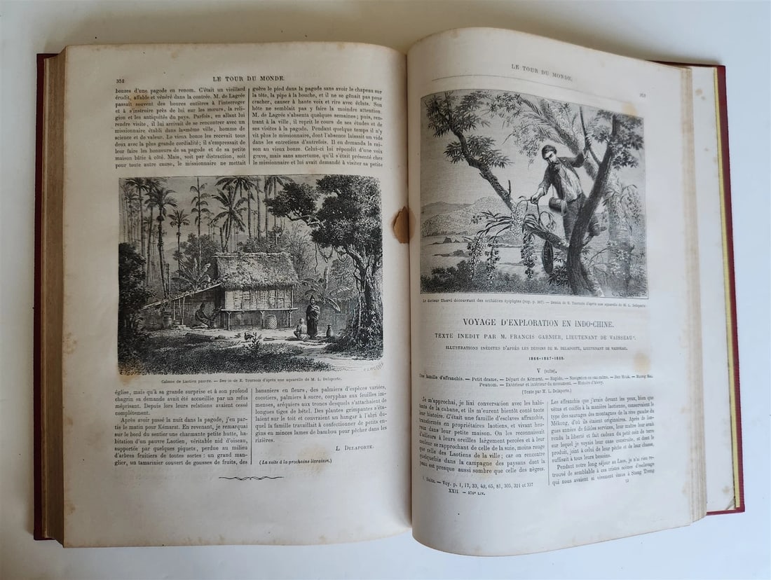 1871 HISTORY of VOYAGES TOUR DE MONDE ILLUSTRATED antique INDO-CHINA & INDIA - 7