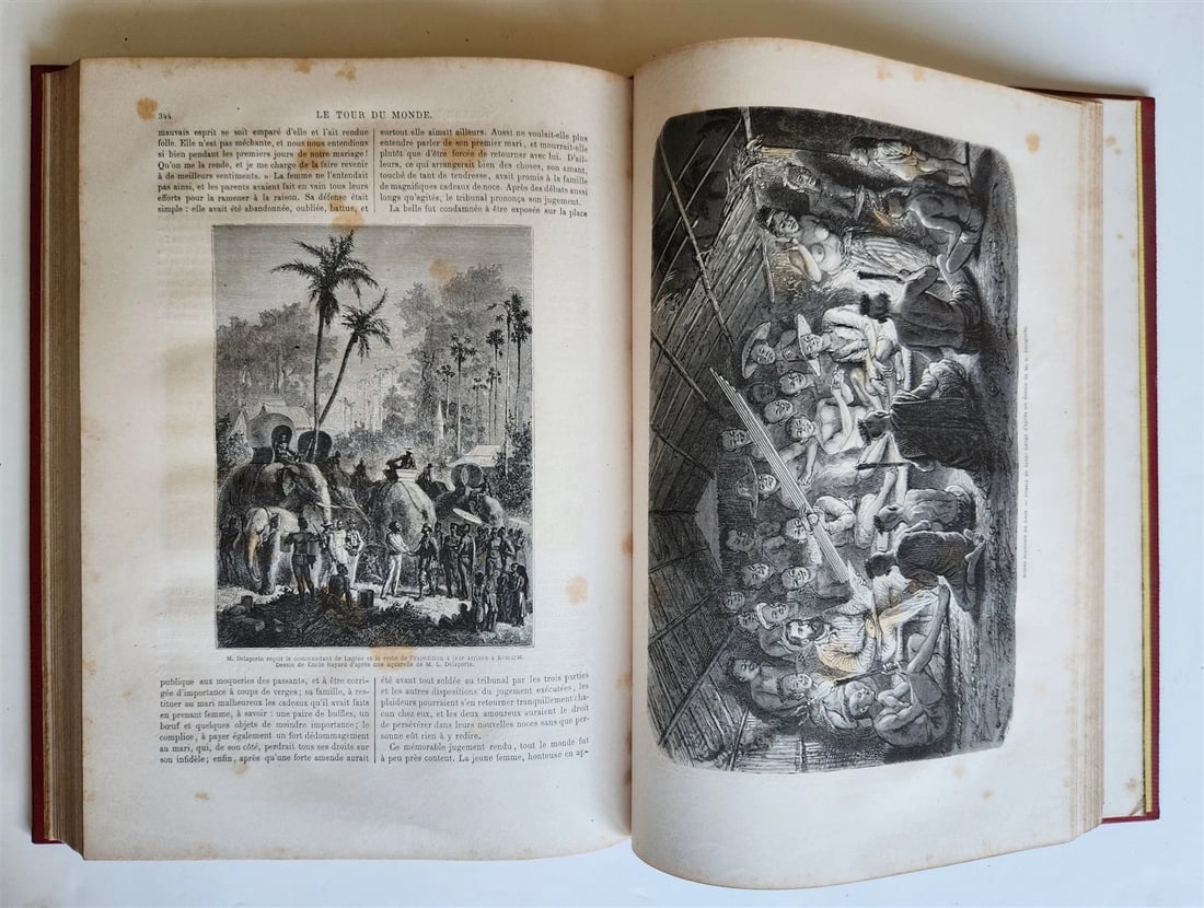 1871 HISTORY of VOYAGES TOUR DE MONDE ILLUSTRATED antique INDO-CHINA & INDIA - 8