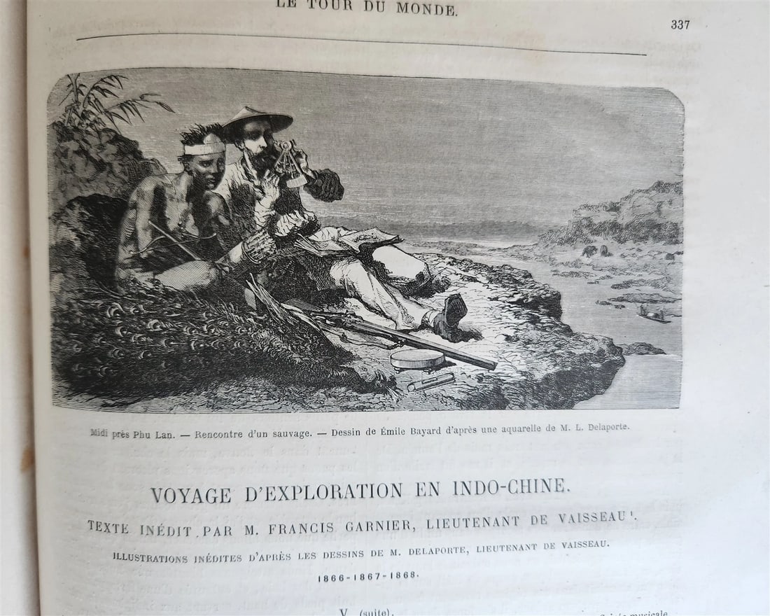 1871 HISTORY of VOYAGES TOUR DE MONDE ILLUSTRATED antique INDO-CHINA & INDIA - 9
