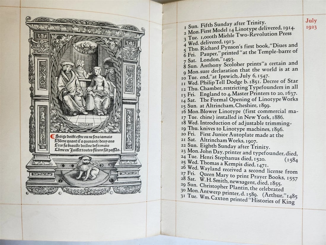 1922 CALENDAR FOR THE YEAR 1923 w/ 1523 12 Ages of Man plates antique - 10