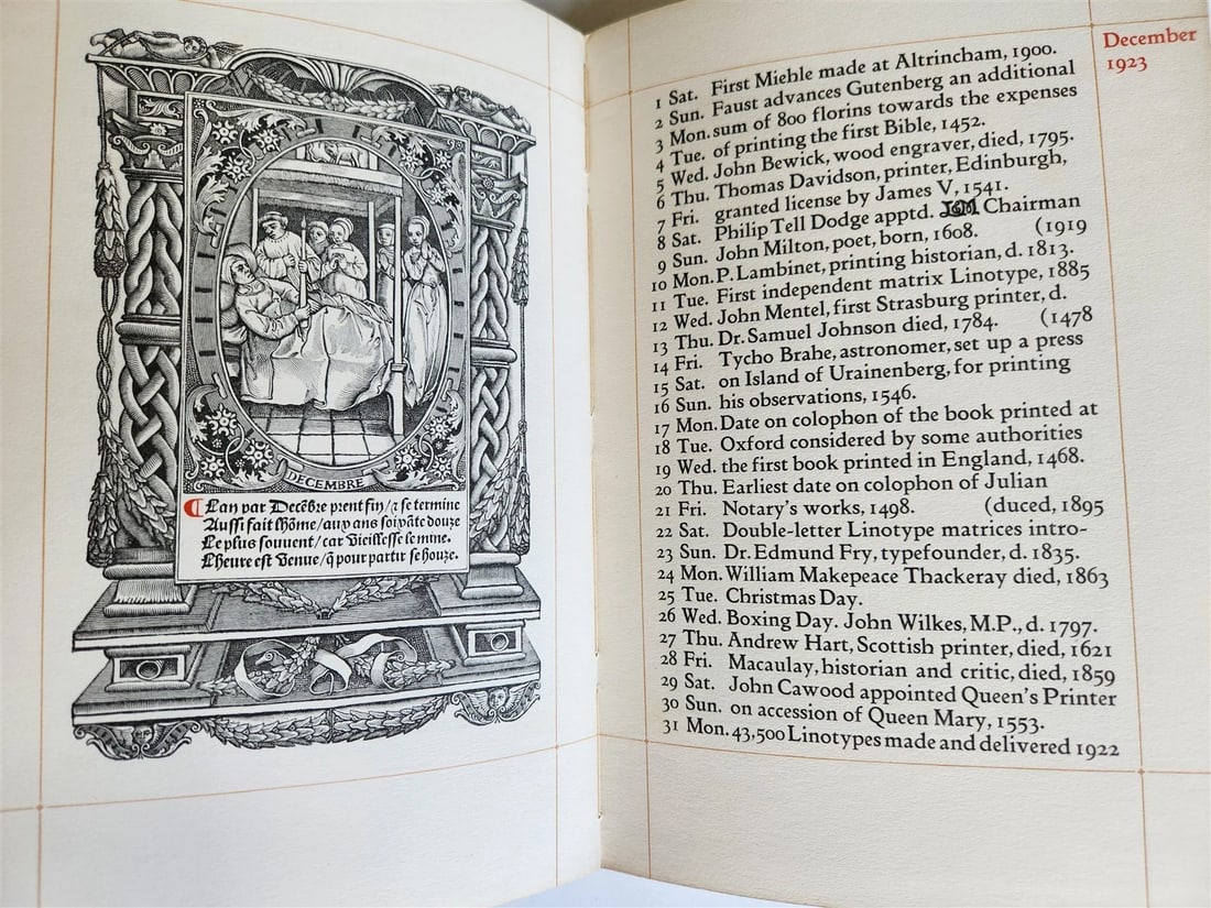 1922 CALENDAR FOR THE YEAR 1923 w/ 1523 12 Ages of Man plates antique - 5