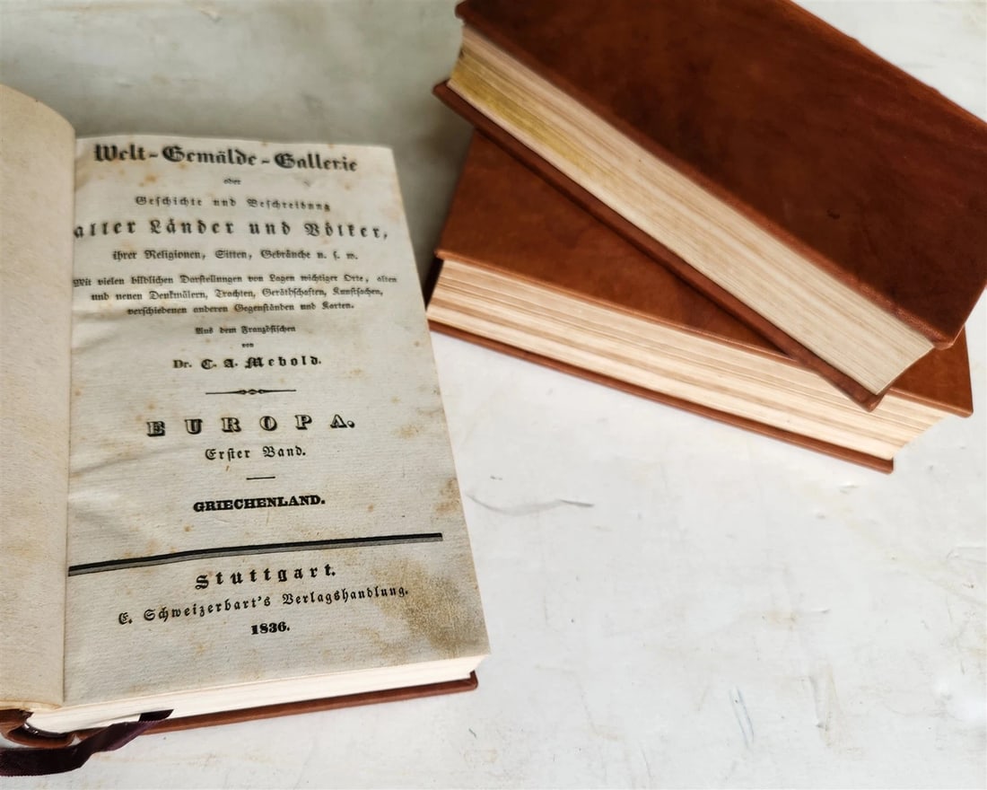 1830s ILLUSTRATED TRAVELS to MICRONESIA SWEDEN NORWAY GREECE antique 3 VOLUMES - 2