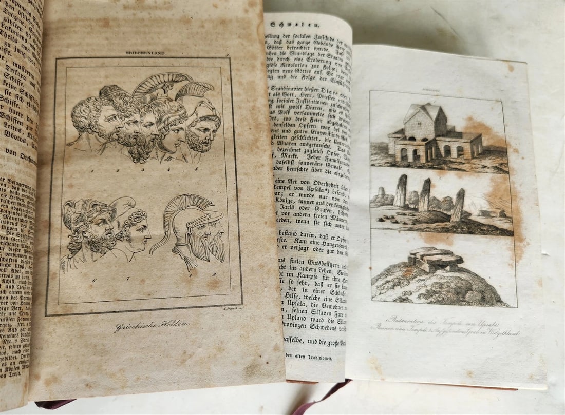 1830s ILLUSTRATED TRAVELS to MICRONESIA SWEDEN NORWAY GREECE antique 3 VOLUMES - 3