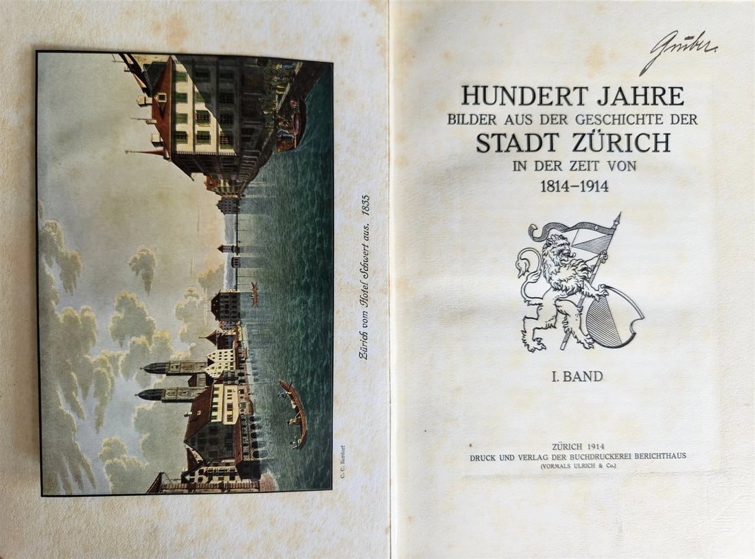 1915 HISTORY of ZURICH ILLUSTRATED LTD EDITION SIGNED BINDING antique 2 VOLUMES - 4