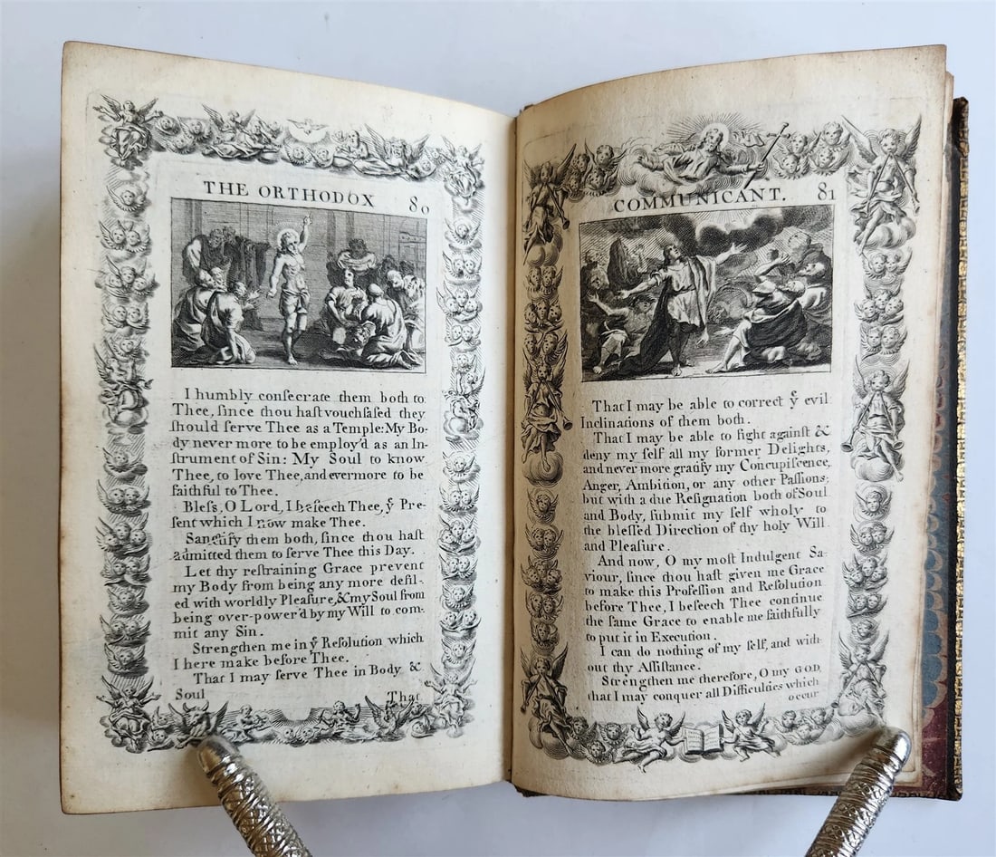 1721 ORTHODOX COMMUNICANT in ENGLISH w/ 82 ENGRAVINGS antique ORIGINAL BINDING - 10