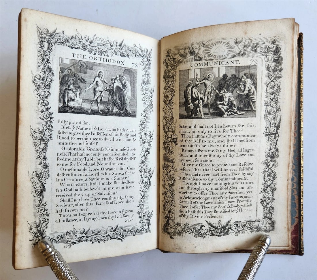 1721 ORTHODOX COMMUNICANT in ENGLISH w/ 82 ENGRAVINGS antique ORIGINAL BINDING - 11