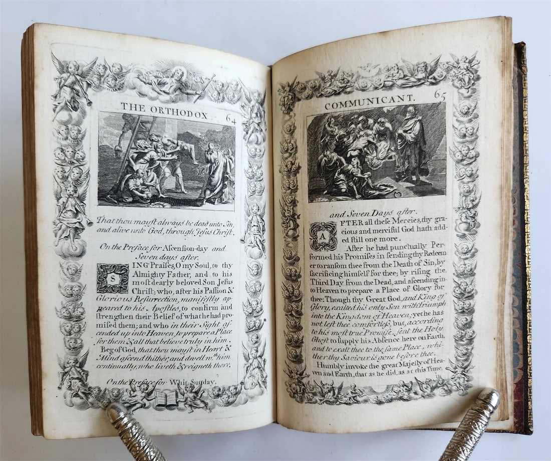 1721 ORTHODOX COMMUNICANT in ENGLISH w/ 82 ENGRAVINGS antique ORIGINAL BINDING - 16