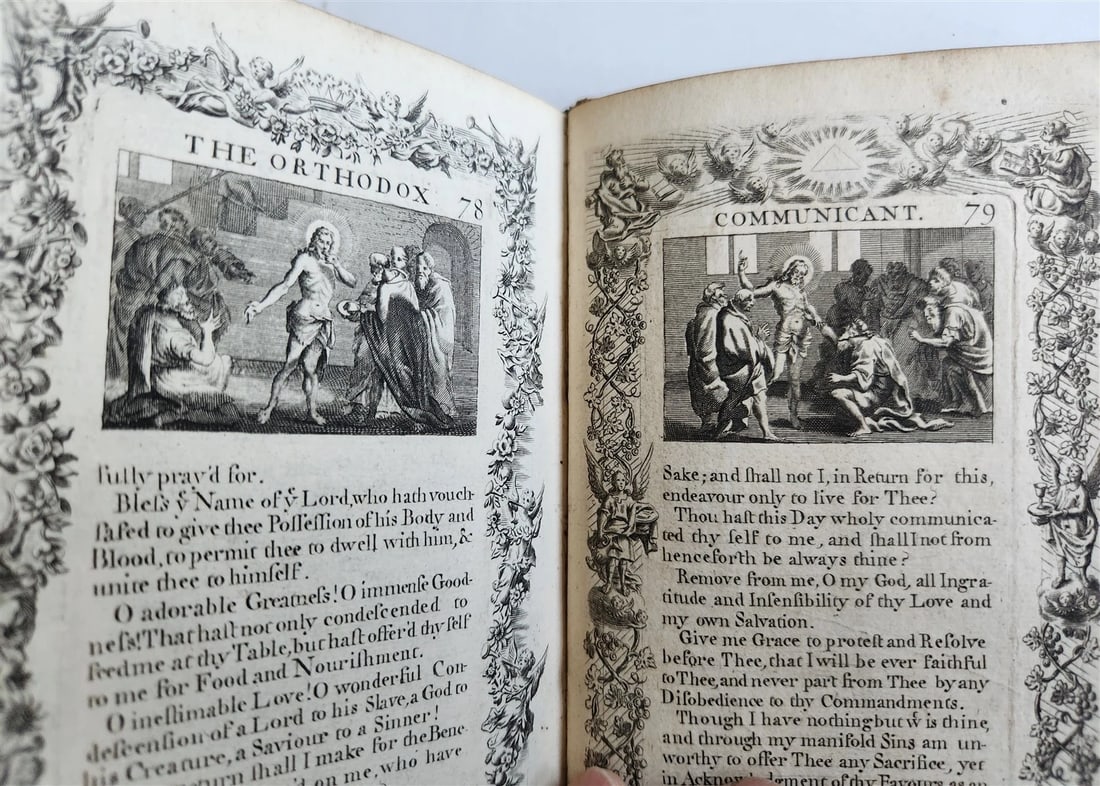 1721 ORTHODOX COMMUNICANT in ENGLISH w/ 82 ENGRAVINGS antique ORIGINAL BINDING - 9