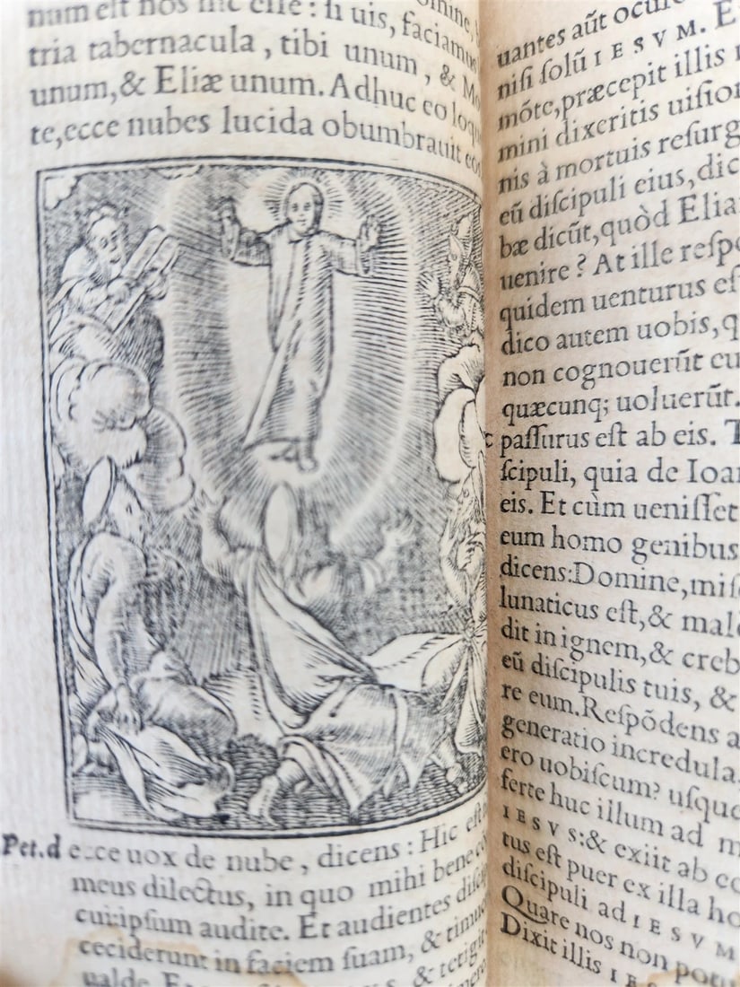 1549 BIBLE in LATIN ILLUSTRATED w/ 108 WOODCUTS antique RARE pocket size - 11