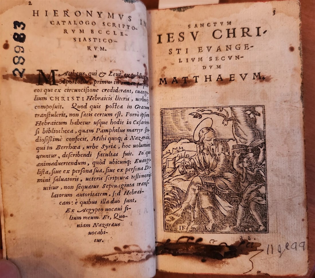1549 BIBLE in LATIN ILLUSTRATED w/ 108 WOODCUTS antique RARE pocket size - 4