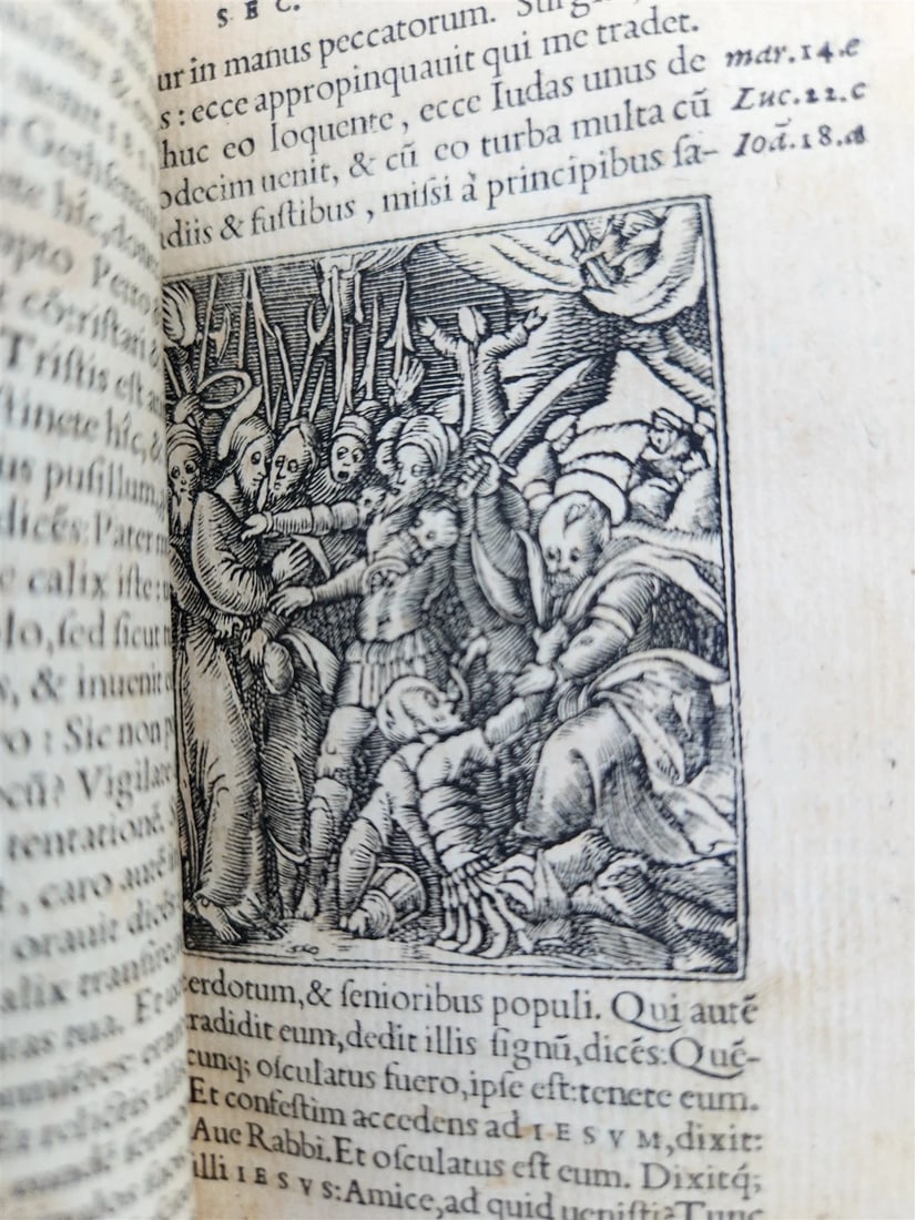 1549 BIBLE in LATIN ILLUSTRATED w/ 108 WOODCUTS antique RARE pocket size - 7