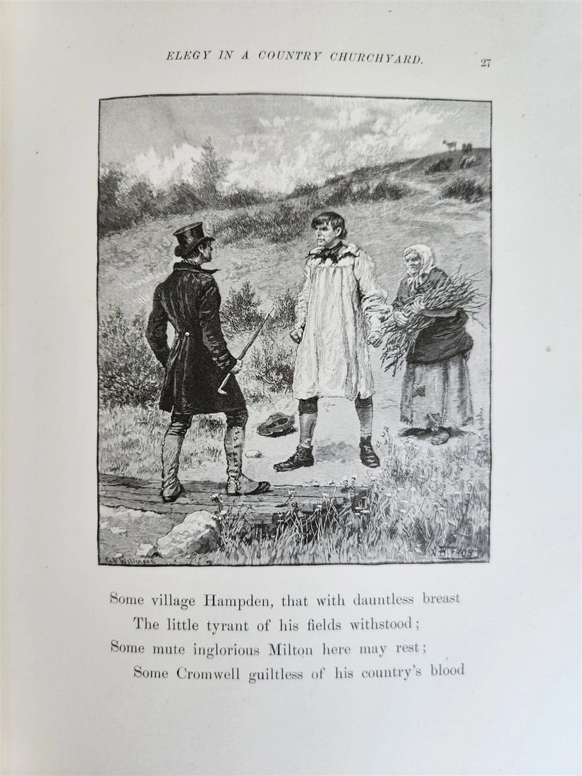 1885 GRAVEYARD POETRY antique GRAY'S ELEGY ILLUSTRATED artist's edition VELLUM - 12