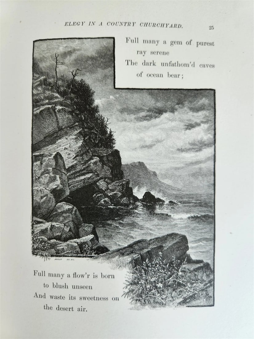 1885 GRAVEYARD POETRY antique GRAY'S ELEGY ILLUSTRATED artist's edition VELLUM - 13