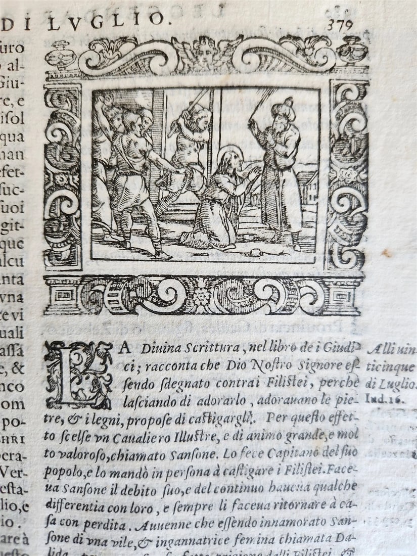1591 ICONOGRAPHY 300 woodcuts LIFE of CHRIST & SAINTS antique in ITALIAN folio - 15