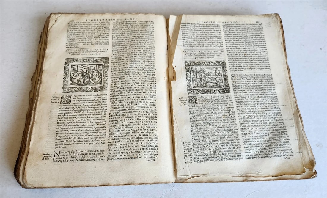 1591 ICONOGRAPHY 300 woodcuts LIFE of CHRIST & SAINTS antique in ITALIAN folio - 16