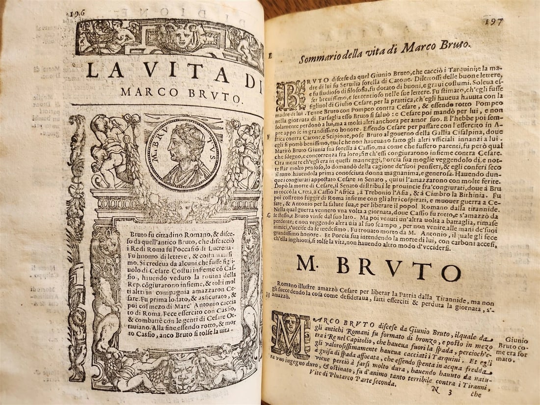 1607 PLUTARCH LIVES of ILLUSTRIOUS GREEKS & ROMANS antique VELLUM ILLUSTRATED - 13