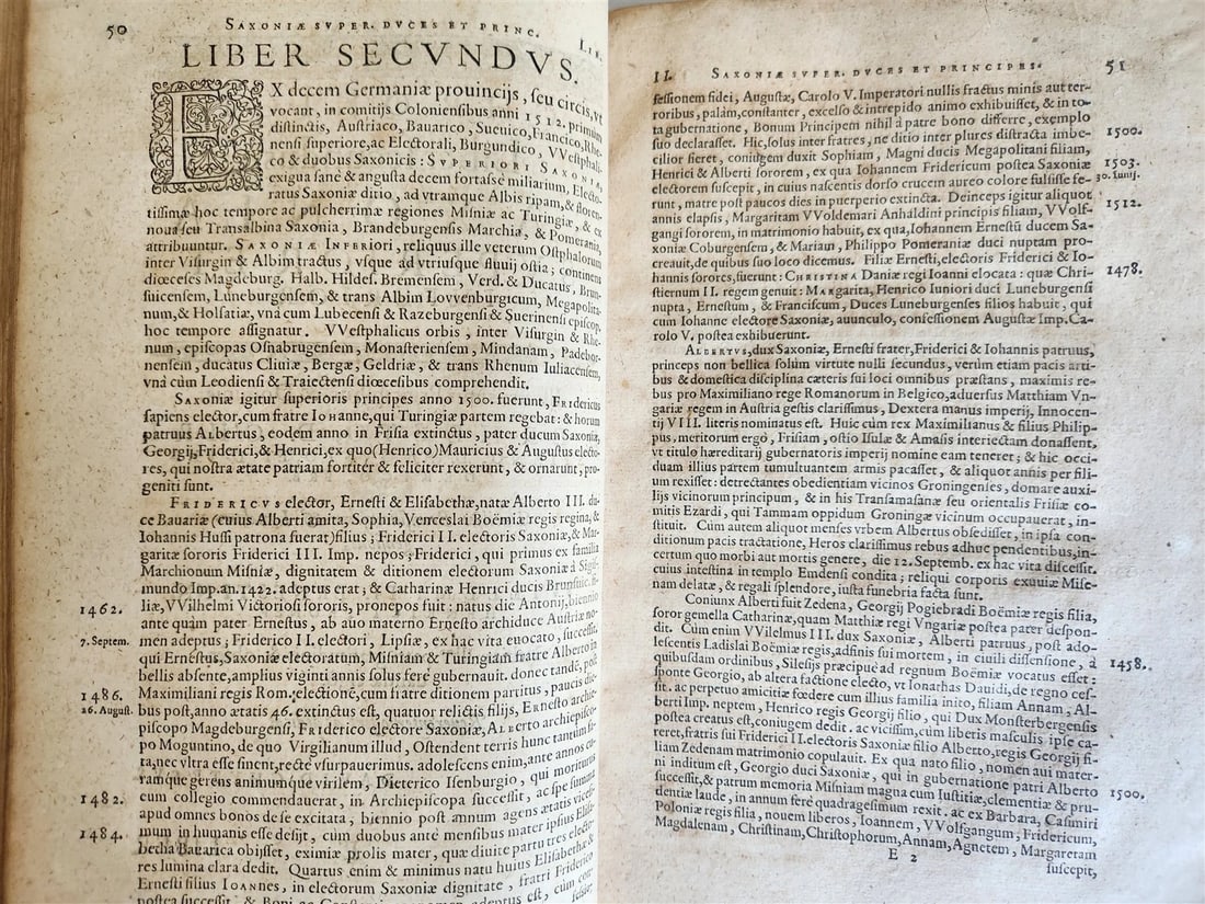 1593 SAXONIA GERMAN 15th & 16th CENTURY HISTORY antique VELLUM BOUND FOLIO - 4