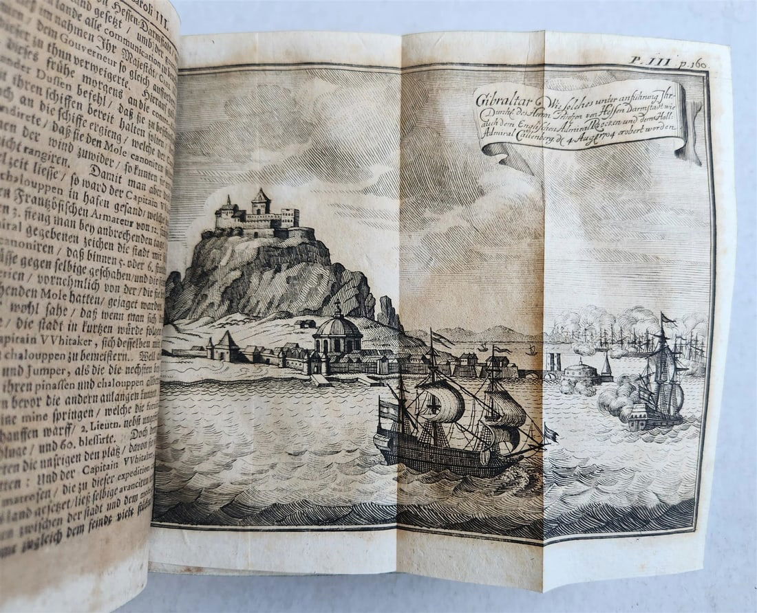 1709 LIFE of CAROLI KING of SPAIN & INDIES antique PIGSKIN BOUND ILLUSTRATED v.3 - 6