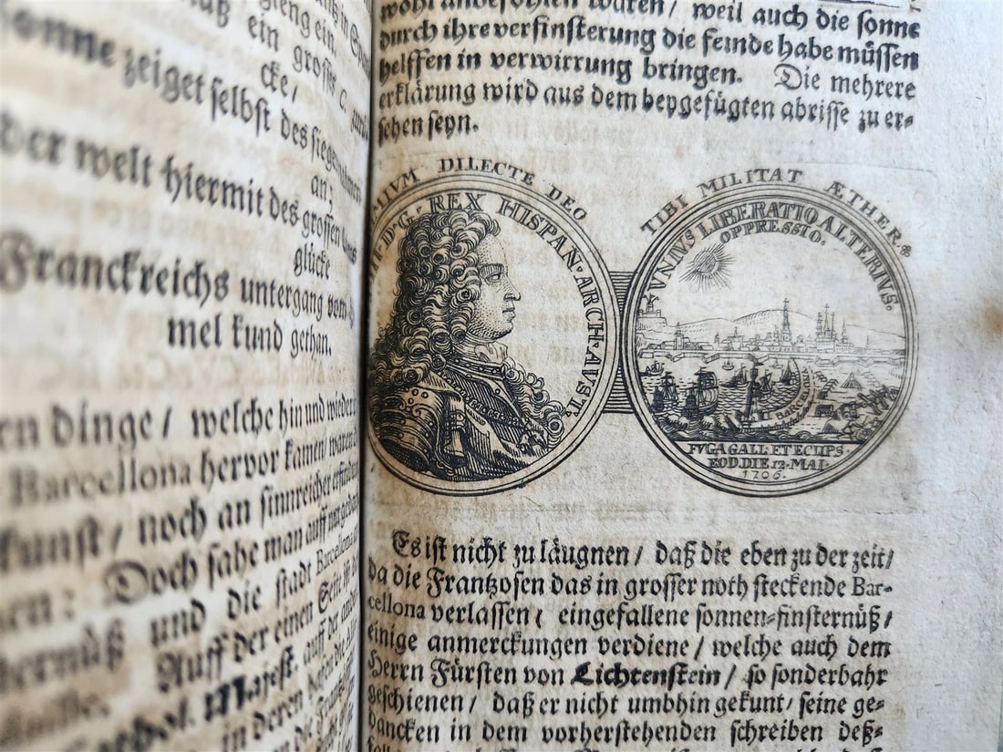 1709 LIFE of CAROLI KING of SPAIN & INDIES antique PIGSKIN BOUND ILLUSTRATED v.3 - 9