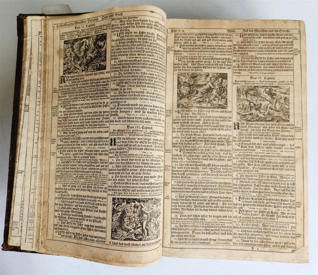 1720 BIBLE in GERMAN SWISS ILLUSTRATED antique FOLIO w/ BRASS FITTINGS - 11