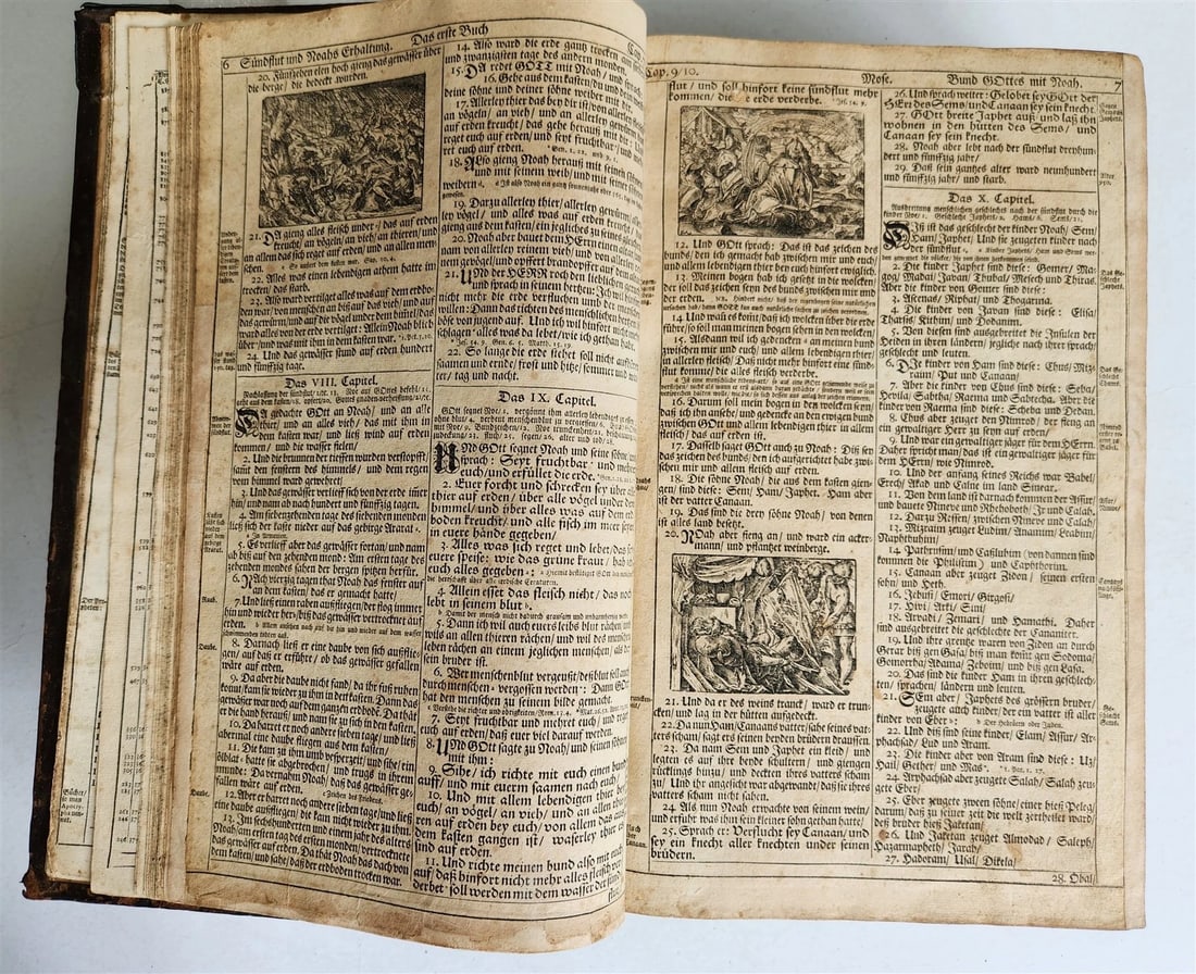 1720 BIBLE in GERMAN SWISS ILLUSTRATED antique FOLIO w/ BRASS FITTINGS - 13