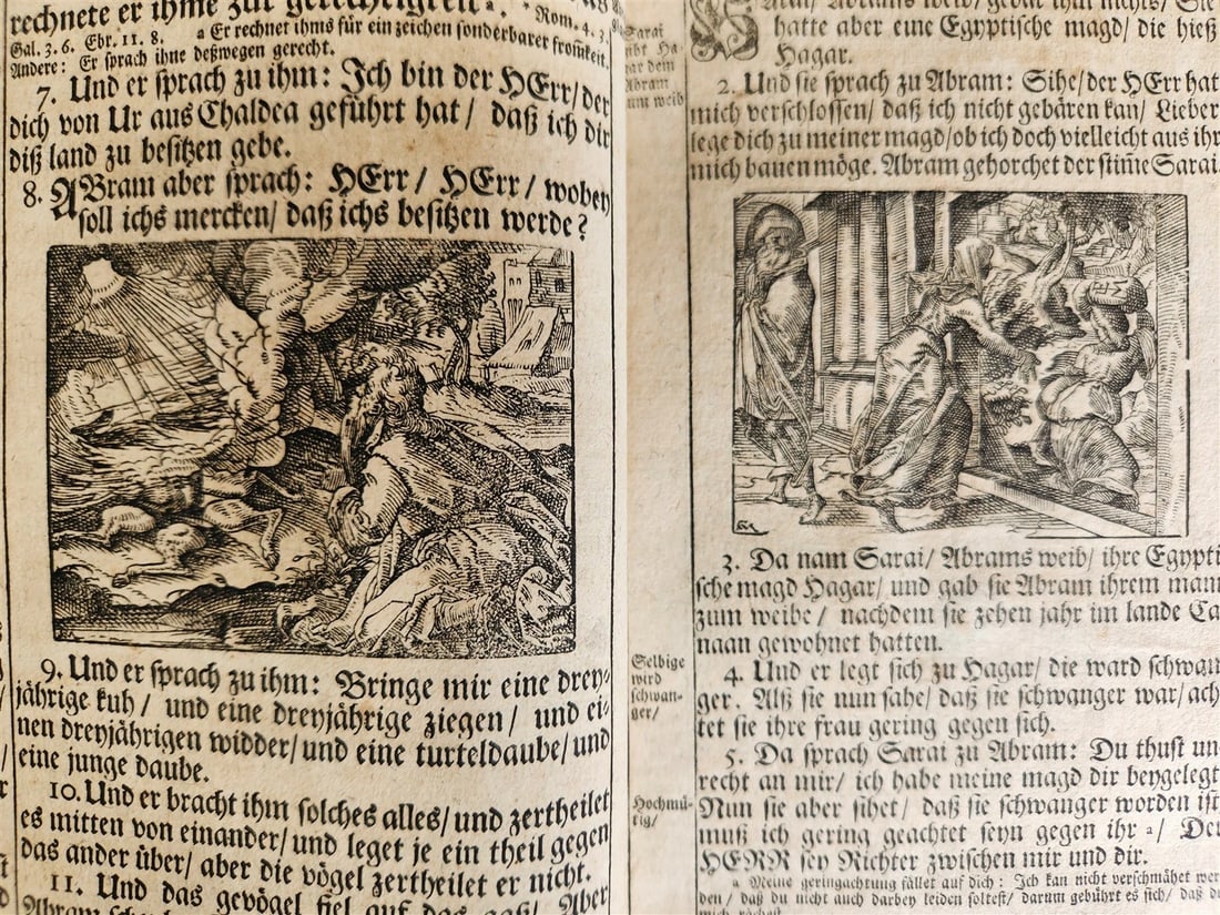 1720 BIBLE in GERMAN SWISS ILLUSTRATED antique FOLIO w/ BRASS FITTINGS - 15