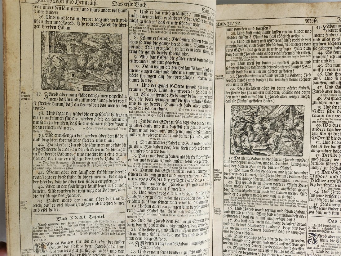 1720 BIBLE in GERMAN SWISS ILLUSTRATED antique FOLIO w/ BRASS FITTINGS - 18