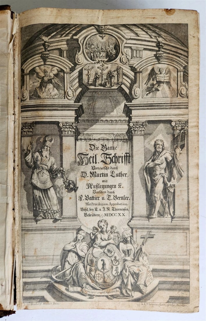 1720 BIBLE in GERMAN SWISS ILLUSTRATED antique FOLIO w/ BRASS FITTINGS: Title: 1720 BIBLE in GERMAN SWISS ILLUSTRATED antique FOLIO w/ BRASS FITTINGS Description: Biblia, Das ist: Die gantze Heilige Schrifft Alten und Neuen Testaments, verteutschet durch M. Luther... anje