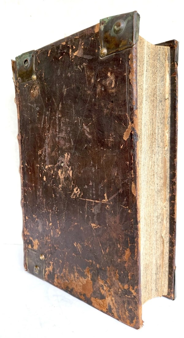 1720 BIBLE in GERMAN SWISS ILLUSTRATED antique FOLIO w/ BRASS FITTINGS - 4